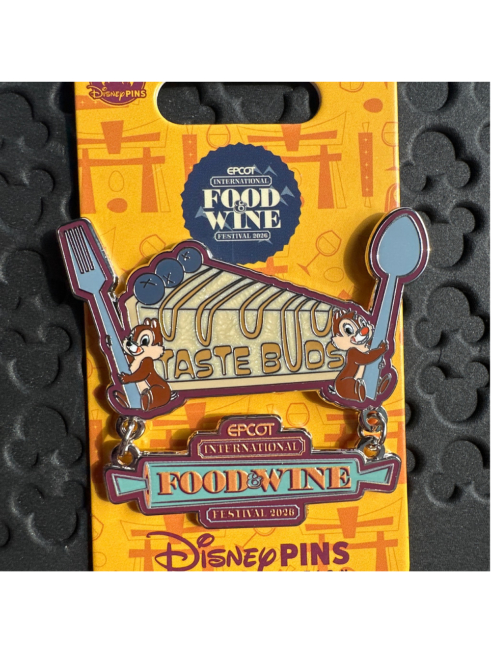 Disney Parks Epcot Food and Wine Festival Chip & N Dale Pin LE 2026 Taste Buds
